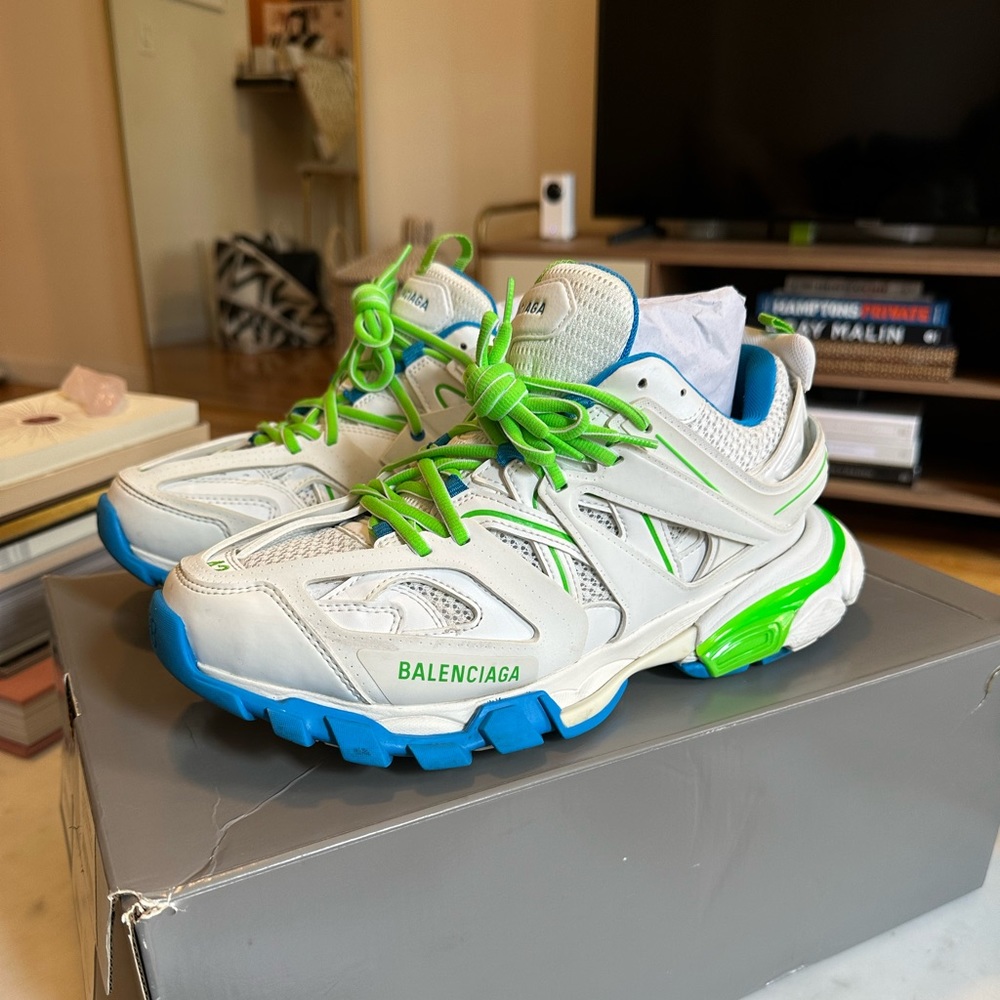 Balenciaga Men’s Track Sneakers Size 42 White Green Blue